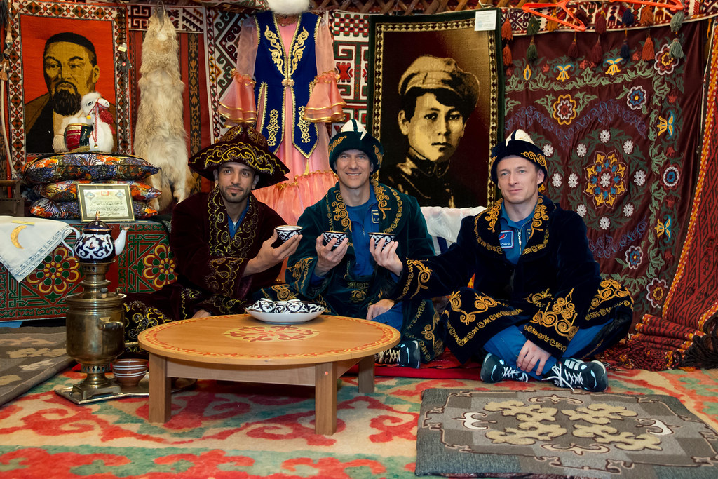 The backup crewmembers for the next launch to the space station enjoy an afternoon cup of tea