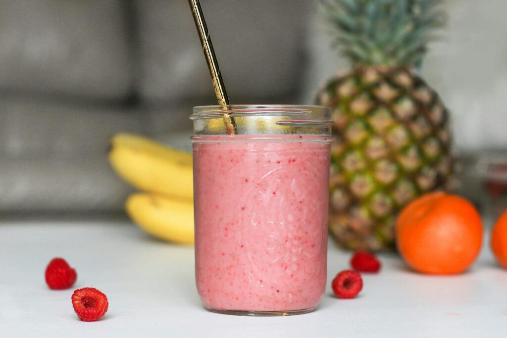 mason jar with shake and straw