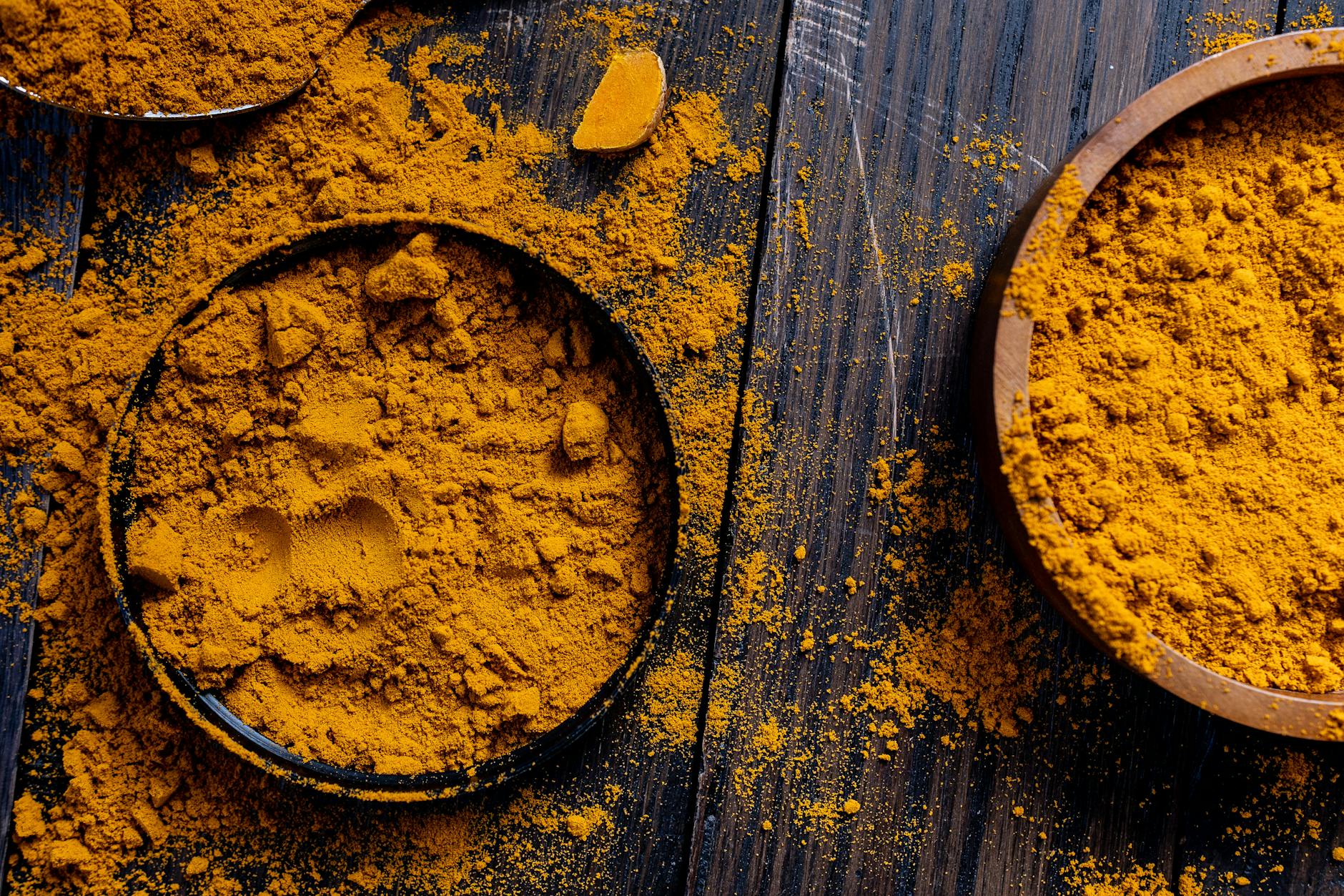 close up of tumeric powder