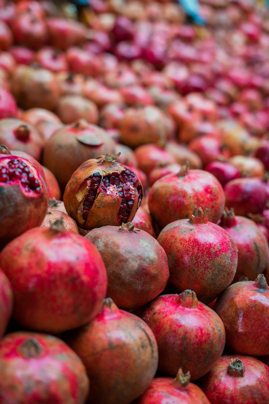 close up of pomegranates