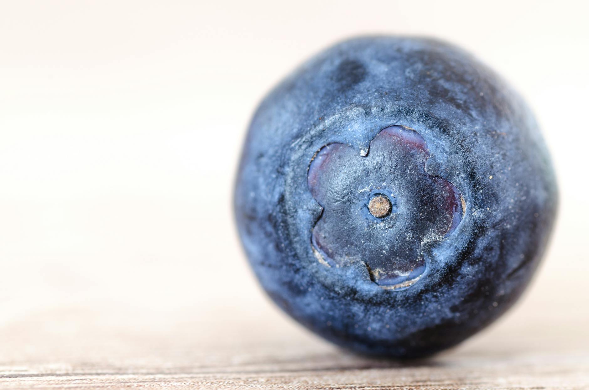 blueberry placed on brown surface