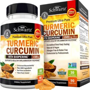 Turmeric Curcumin with Black Pepper Extract 1500mg - High Absorption Ultra Potent Turmeric Supplement with 95% Curcuminoids and BioPerine - Non GMO Turmeric Capsules for Joint Support - 90 Capsules